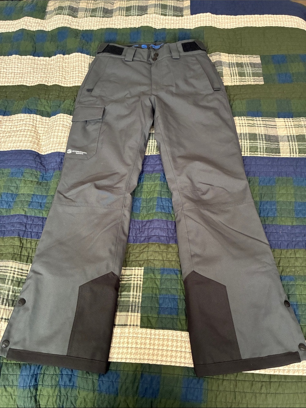 Sunice Men's Gray Cargo Snow Pants with Black Reinforced Cuffs